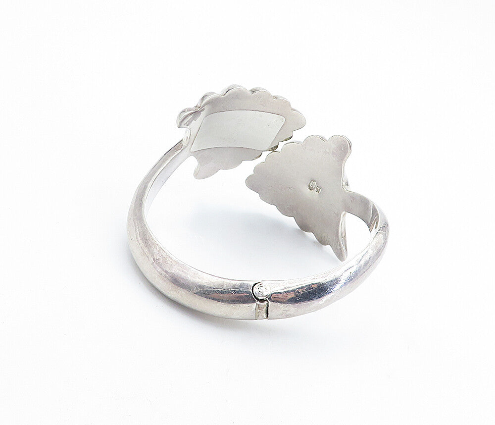 ILARIA 925 Sterling Silver  Vintage Scalloped Bypass Cuff Bracelet  BT3078