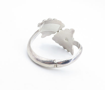 ILARIA 925 Sterling Silver  Vintage Scalloped Bypass Cuff Bracelet  BT3078