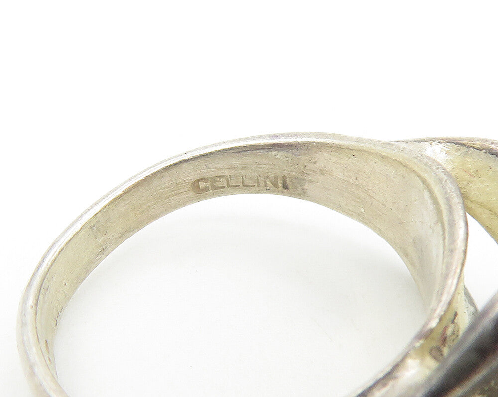 CELLINI 925 Silver  Vintage Dark Tone Concave Dome Band Ring Sz 6  RG11087