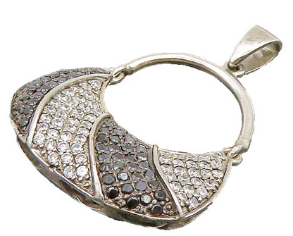 925 Sterling Silver  Vintage Cubic Zirconia & Spinel Purse Pendant  PT19395