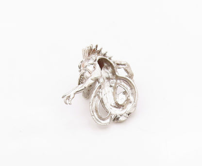 925 Sterling Silver  Vintage Shiny Dragon Motif Etched Detail Trinket  TR2027