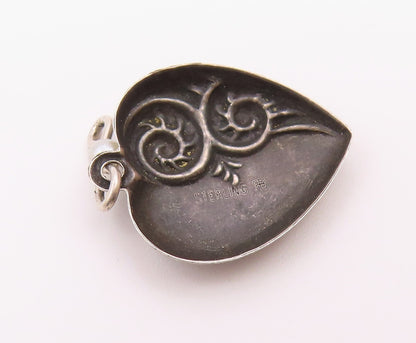 925 Sterling Silver  Vintage Petite Pearl Swirl Love Heart Pendant  PT16465
