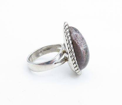 TAHARA 925 Silver  Vintage Glass Art Tear Drop Dome Cocktail Ring Sz 9  RG6658
