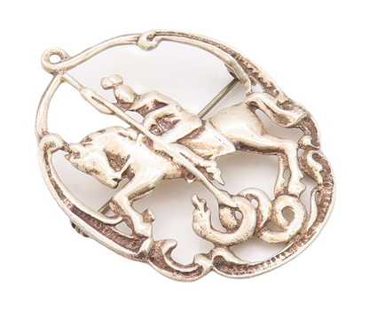 925 Sterling Silver Vintage Brooch Pin Cutout Royal Soldier Snake  BP11233