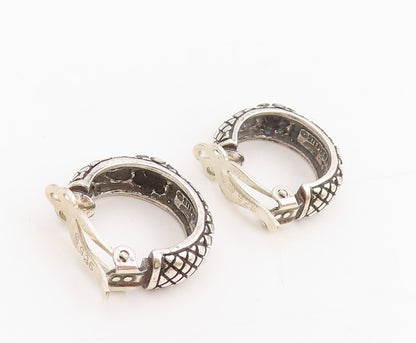 925 Sterling Silver Vintage Earrings STEPHEN DWECK Floral Hoop Clip On  EG13788