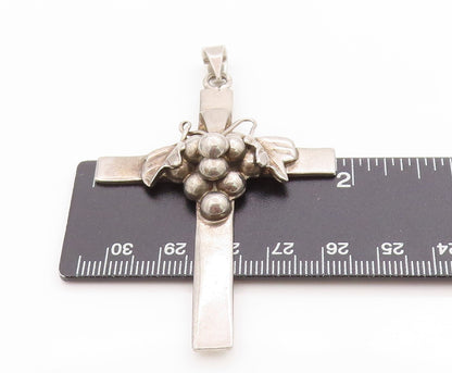 925 Sterling Silver Vintage Pendant TAXCO Grapevine Religious Cross  PT24948