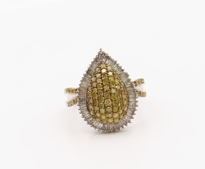 925 Sterling Silver Vintage Ring Real Yellow & White Diamonds Band Sz 7 RG36376