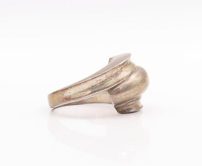 925 Sterling Silver Vintage Ring Antique Solid Domed Design Carved  Sz 7 RG28595