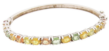 925 Sterling Silver Vintage Bracelet Oval Cut Real Gemstone Bangle  BT11532