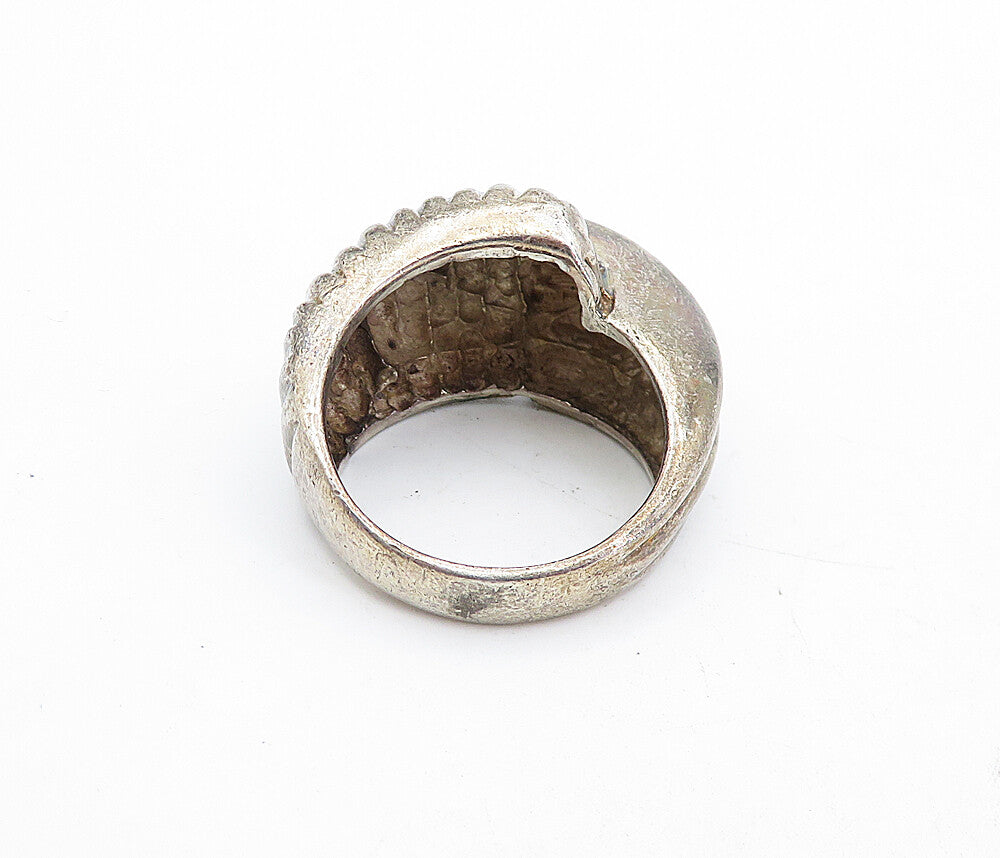 925 Sterling Silver  Vintage Modernist Dark Tone Large Band Ring Sz 10  RG5447