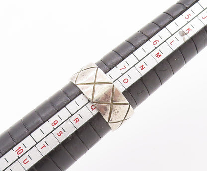 925 Sterling Silver Vintage Ring Topaz Quilted Raised Pattern Sz 7.5  RG33489