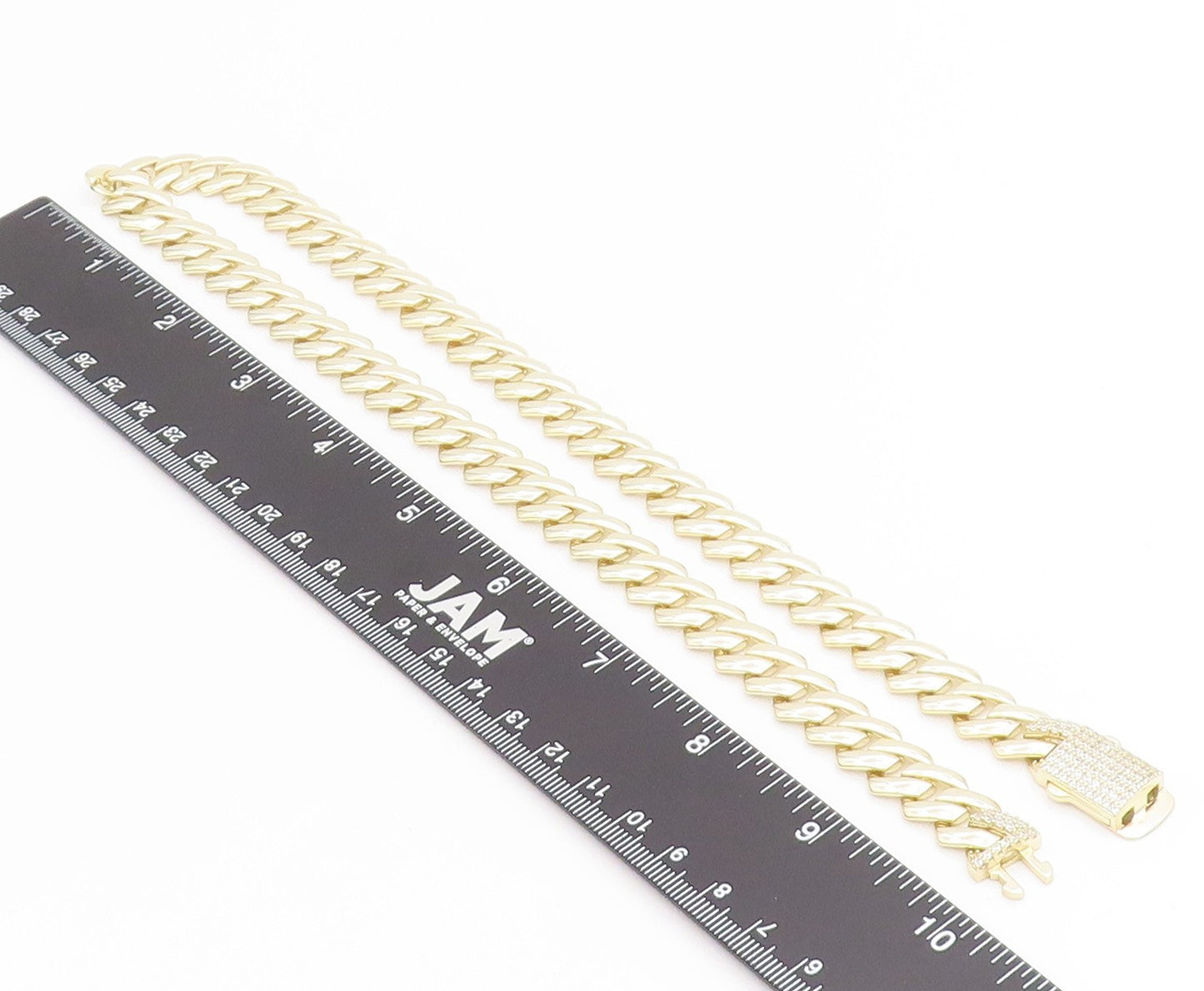 925 Sterling Silver Vintage Necklace Gold Plated CZ Chunky Cuban Link  NE4716
