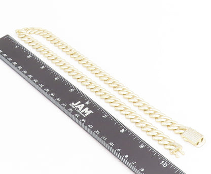 925 Sterling Silver Vintage Necklace Gold Plated CZ Chunky Cuban Link  NE4716