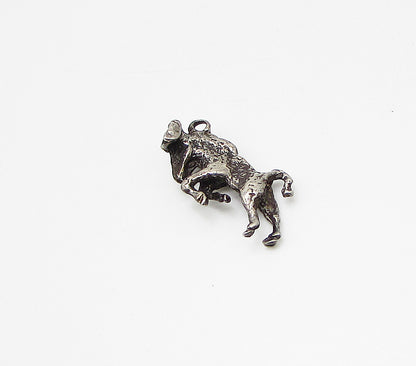 925 Sterling Silver  Vintage Bull Drop Pendant  PT2371