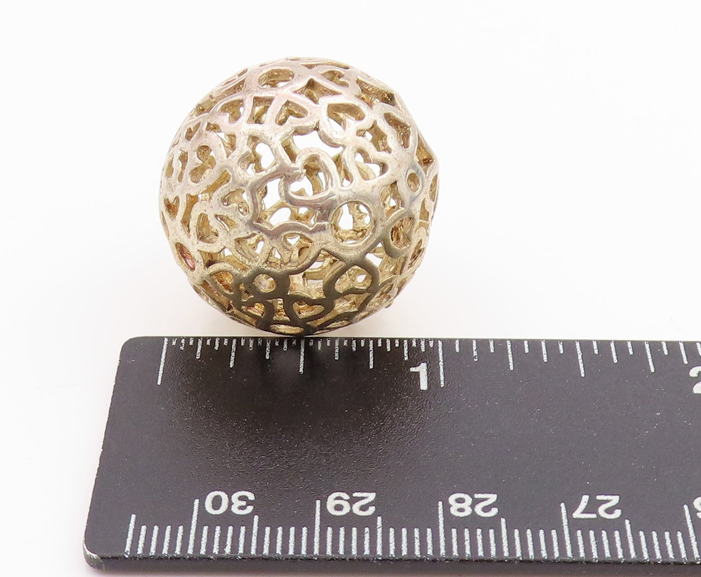 925 Sterling Silver Vintage Pendant Brutalist Cutout Sphere PT24364