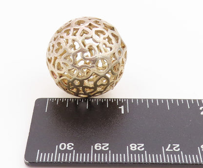 925 Sterling Silver Vintage Pendant Brutalist Cutout Sphere PT24364