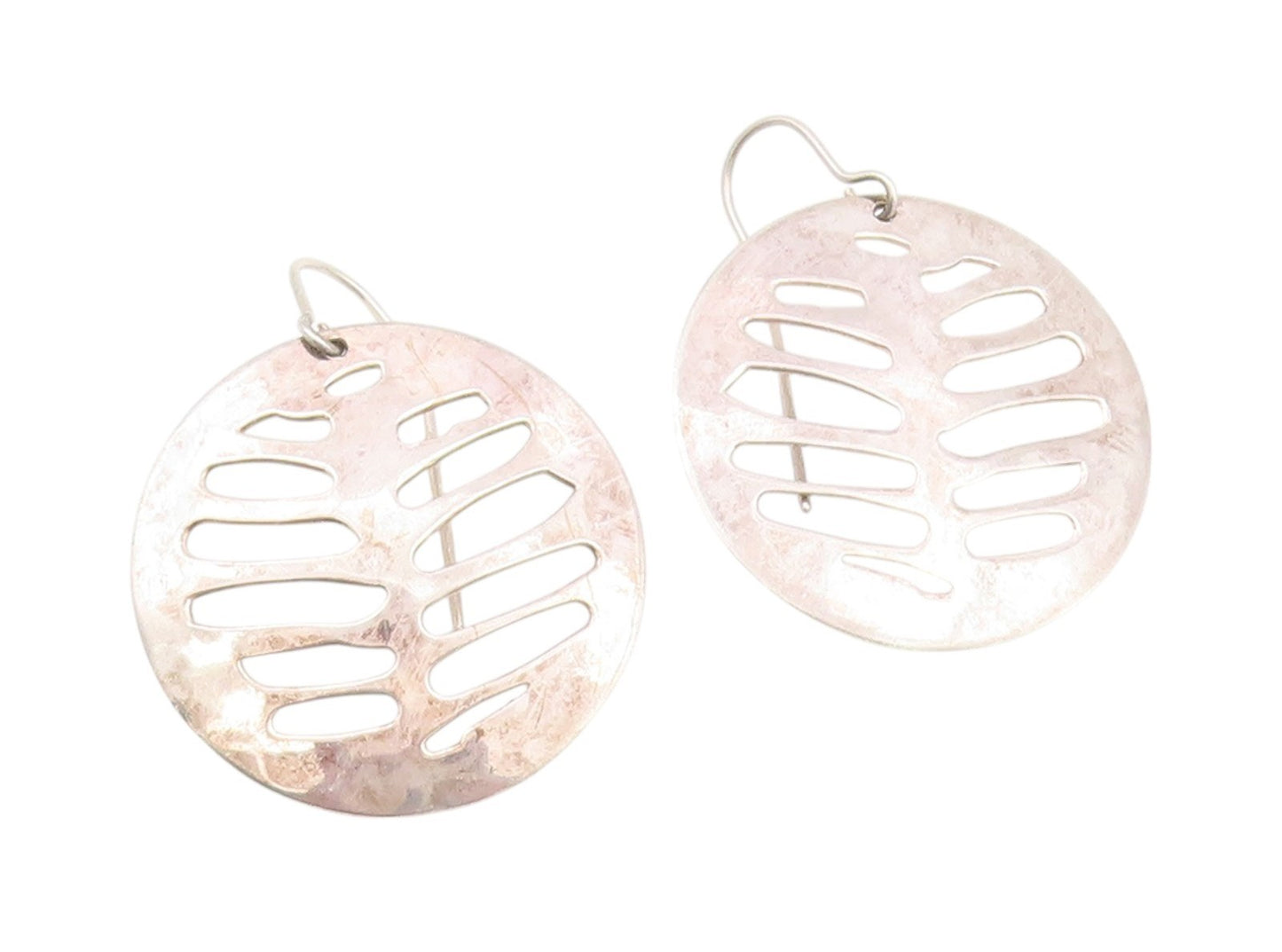 925 Sterling Silver Vintage Earrings RLM Cutout Ribs Design Coin  EG13627