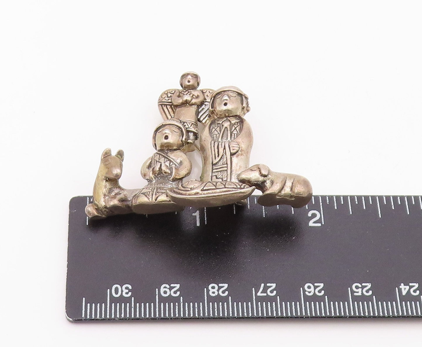 925 Sterling Silver Vintage Brooch Pin CAROL FELLEY Figural Nativity  BP12545