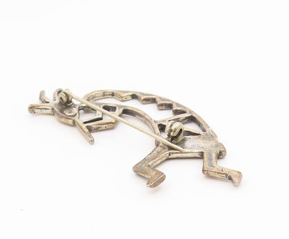 925 Sterling Silver Vintage Brooch Pin SOUTHWESTRN Flute Player Outline  BP12175