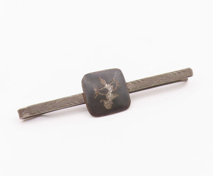 SIAM 925 Sterling Silver  Vintage Niello Dancer Dark Tone Tie Clip  TR1970