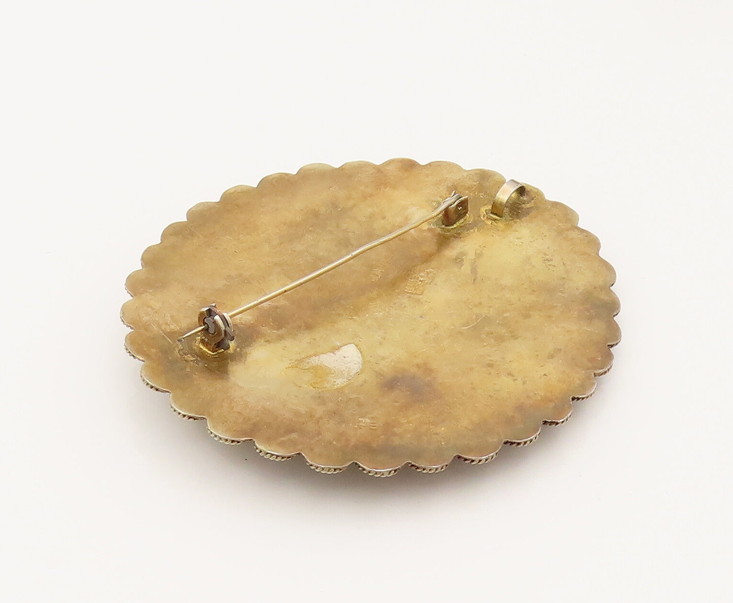 ISRAEL 925 Silver  Vintage Large Mother Of Pearl Shell Brooch Pin  BP10231