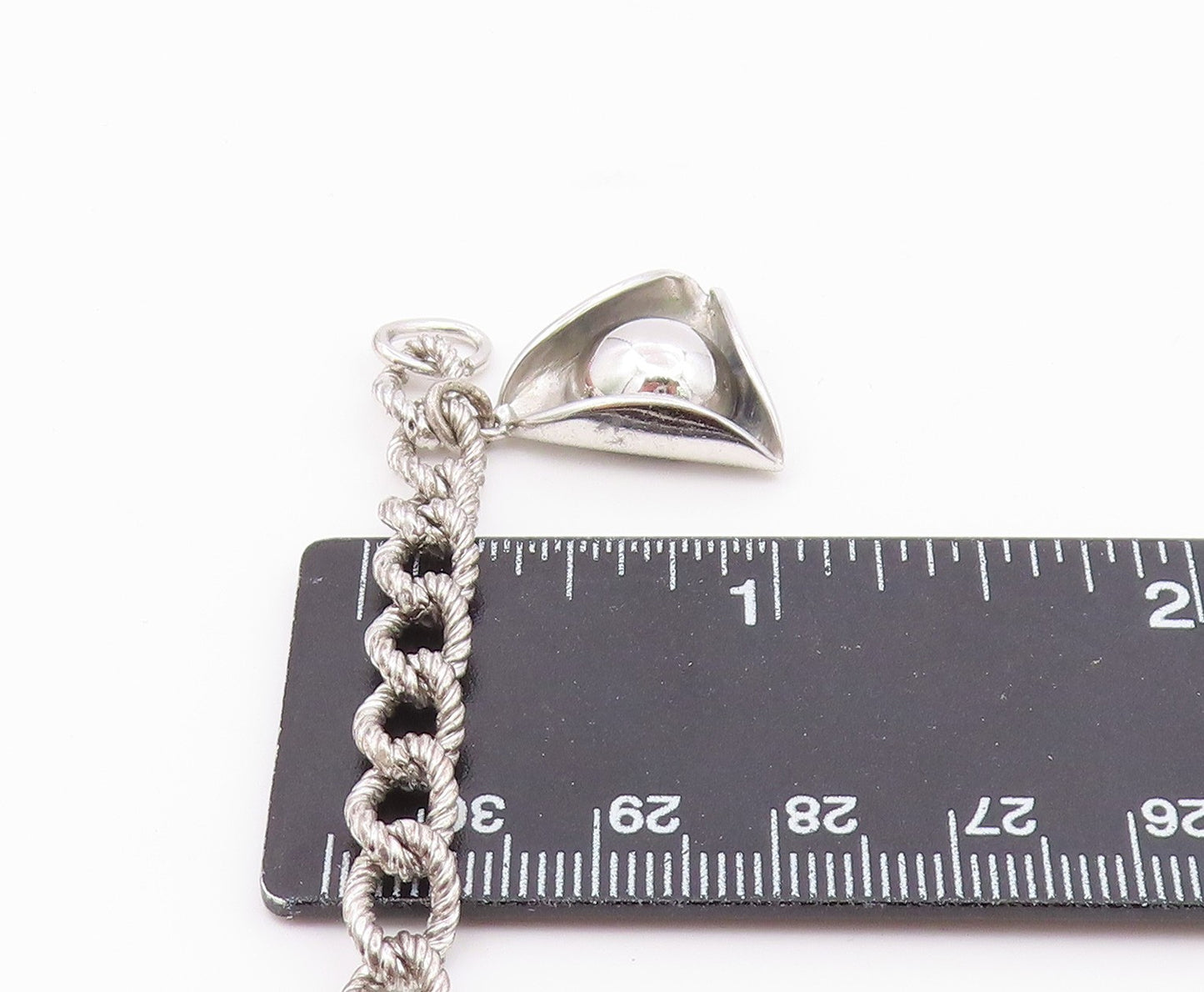 925 Sterling Silver  Vintage Hat Charmed Twist Link Chain Bracelet  BT3770