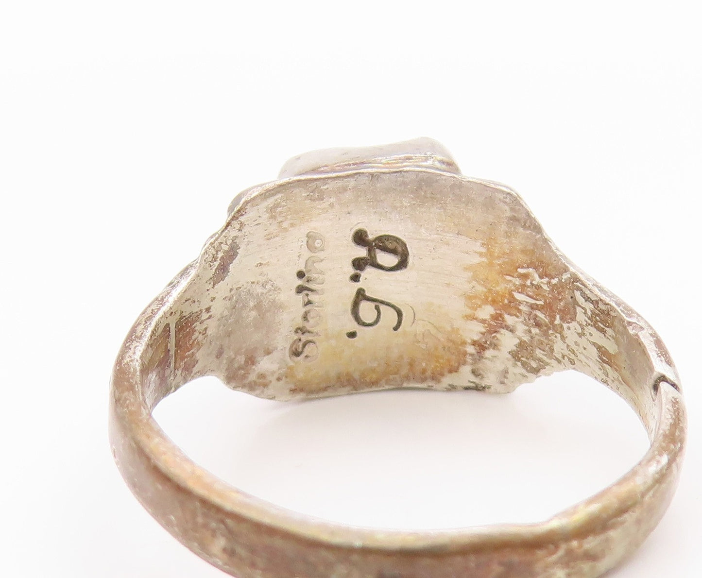 925 Sterling Silver Vintage Ring NAVAJO Blue Turquoise Etched Band  Sz 7 RG33519