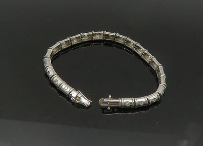 925 Sterling Silver  Vintage Shiny Topaz Hinge Link Chain Bracelet  BT8437