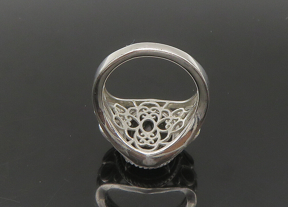 KARIS 925 Sterling Silver  Vintage Faceted Black Spinel Band Ring Sz 7 RG22304