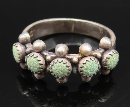 SOUTHWESTERN 925 Silver Vintage Beaded Multi Turquoise Ring Sz 5 RG25429
