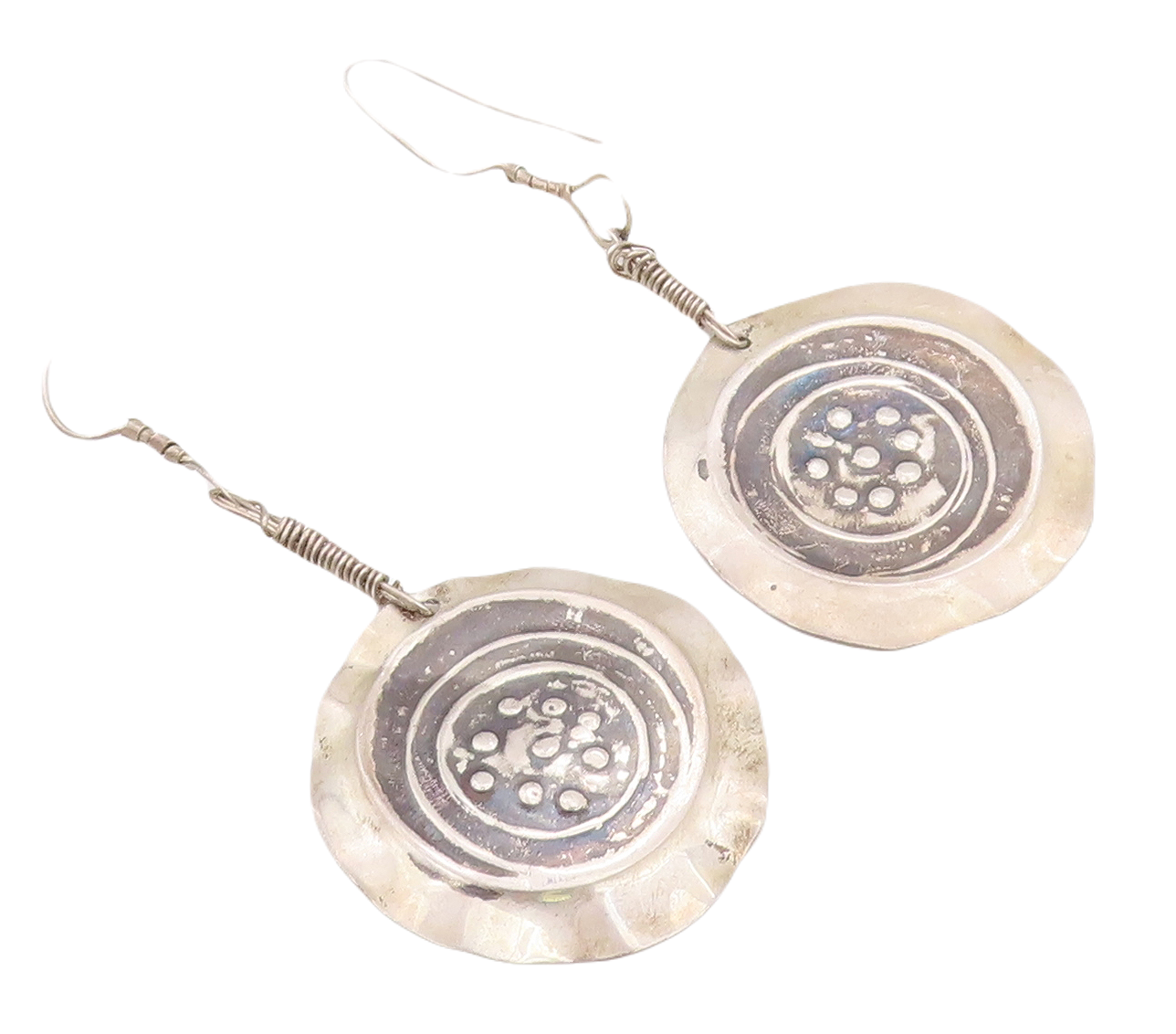925 Sterling Silver Vintage Earrings Designer Dark Tone Button Effect  EG13216