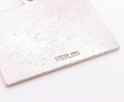 925 Sterling Silver  Vintage Shiny Square Faithful Forever Pendant  PT18882