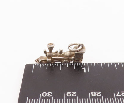 925 Sterling Silver Vintage Pendant Mini Carved Train Engine Charm  PT23472