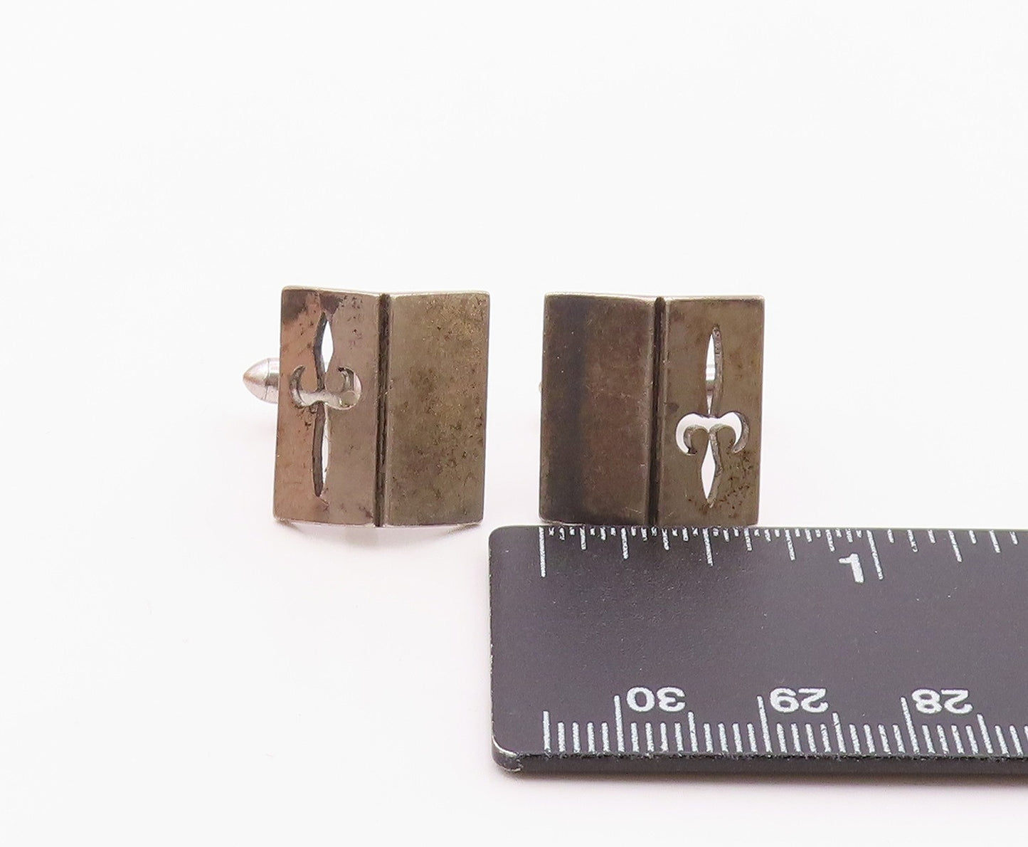 925 Sterling Silver  Vintage Sword Cutout Open Book Design Cuff Links  TR1811