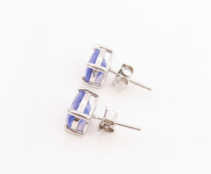 925 Sterling Silver Vintage Earrings Minimalist Oval Tanzanite Studs  EG13736