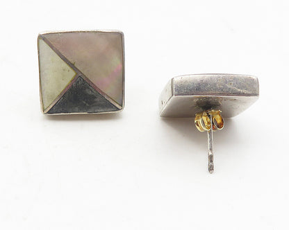 ACLEONI 925 Silver  Vintage Mother Of Pearl Onyx & Abalone Earrings  EG6130