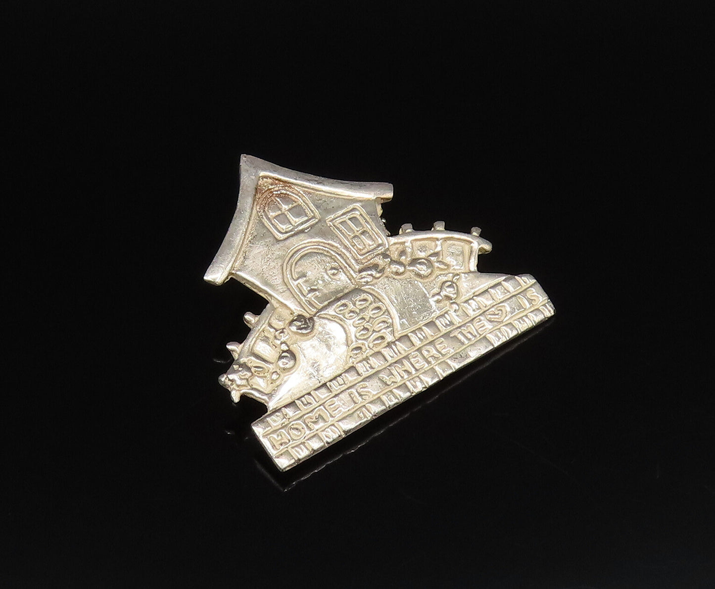 MARY ENGELBREIT 925 Silver  Vintage Home Is Where The Heart Brooch Pin BP10016