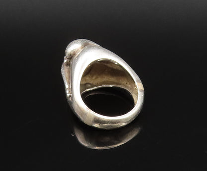 EUROPEAN 925 Silver  Vintage Dotted & Bypass Detail Dome Ring Sz 6  RG25965