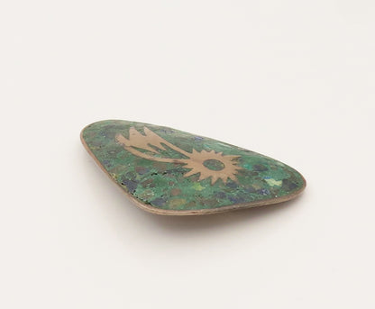 TAXCO 925 Silver  Vintage Rocky Green Turquoise & Figure Brooch Pin  BP10222