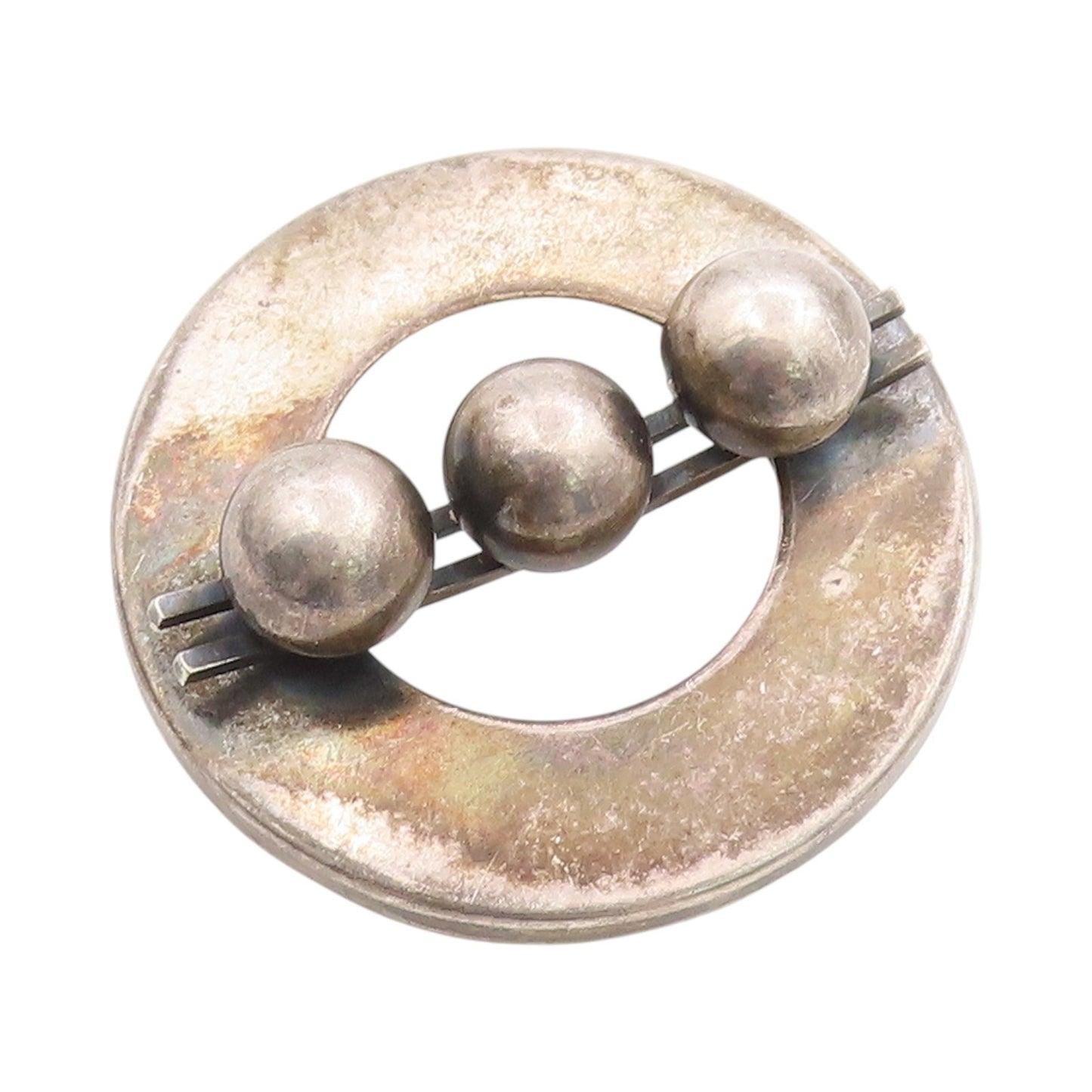 925 Sterling Silver Vintage Brooch FINLAND Modernist Geometric Spheres  BP11911