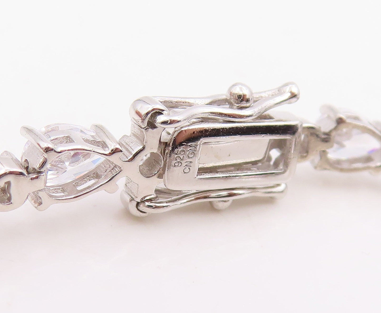 925 Sterling Silver Vintage Bracelet Multi Shape CZ Elegant Tennis Link  BT11880