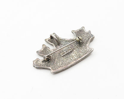 925 Sterling Silver  Vintage Dark Tone Cats In A Basket Brooch Pin  BP6791