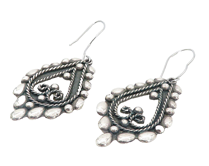 925 Sterling Silver Vintage Oxidized Twist Baroque Swirl Earrings EG4052