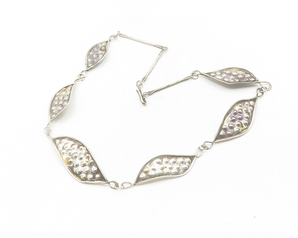 925 Sterling Silver  Vintage Dark Tone Floral Leaf Chain Necklace  NE2079