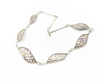 925 Sterling Silver  Vintage Dark Tone Floral Leaf Chain Necklace  NE2079