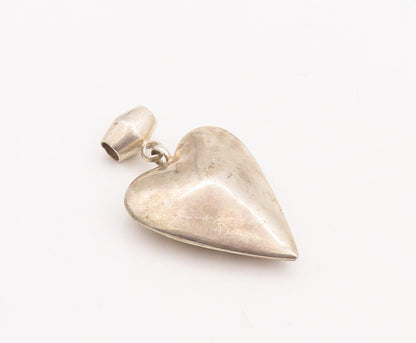 925 Sterling Silver Vintage Pendant Solid Large Swirly Carved Heart  PT23183