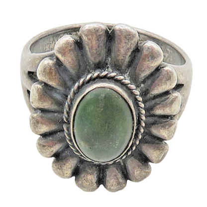 925 Sterling Silver  Vintage Antique Jasper Floral Cocktail Ring Sz 5.5  RG18422