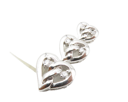 925 Sterling Silver  Genuine Diamonds Graduated Love Hearts Pendant  PT11063