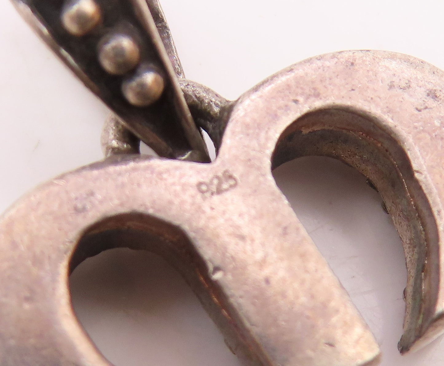 925 Sterling Silver  Vintage Oxidized Swirl Detail Drop Pendant  PT16004