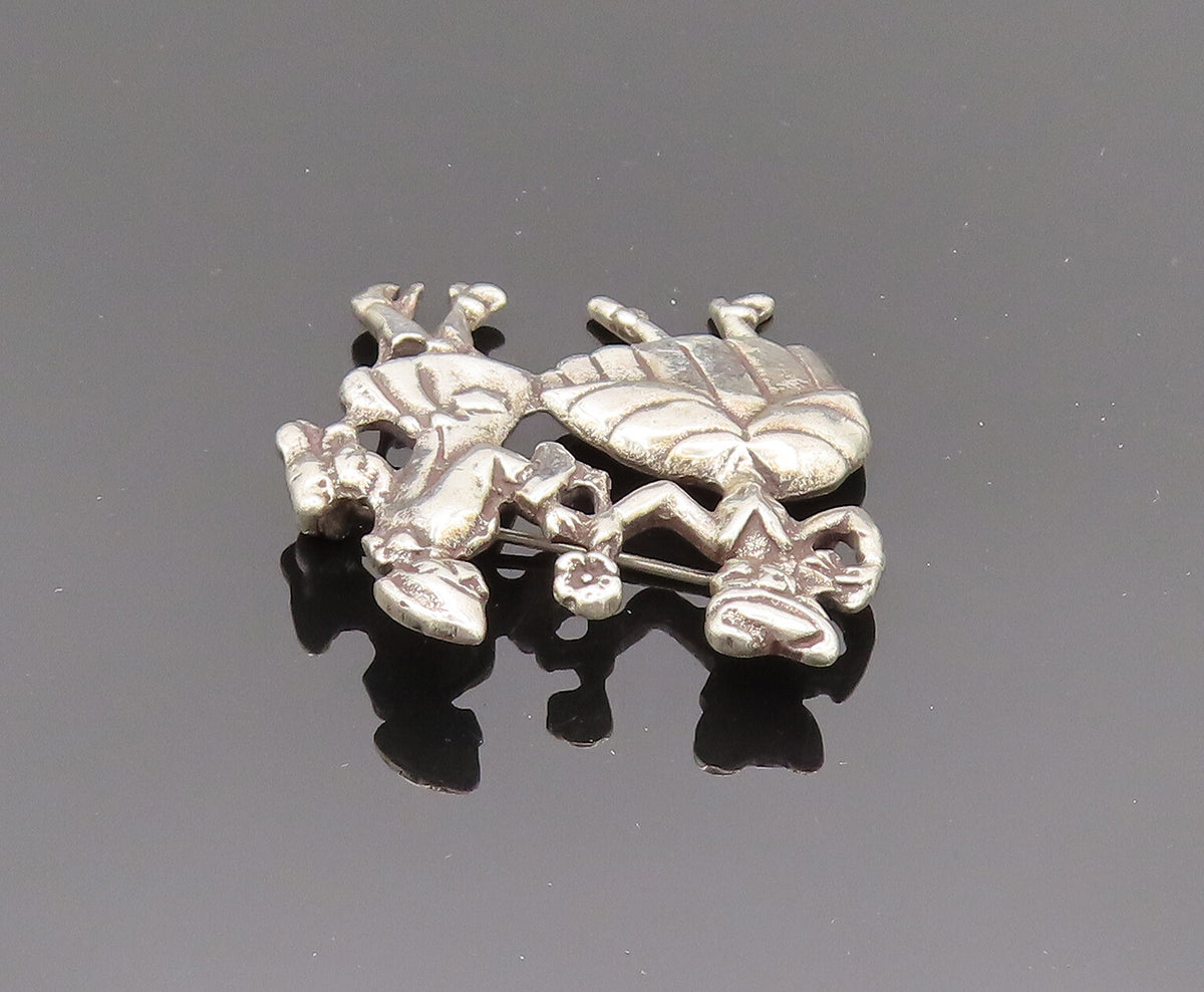 925 Silver  Vintage Antique Man Giving Flower Romantic Brooch Pin  BP10151
